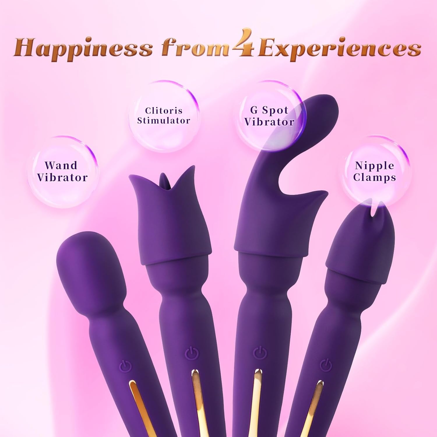 SilentCrown 4-in-1 Wand Vibrator Kit | 3 Attachments