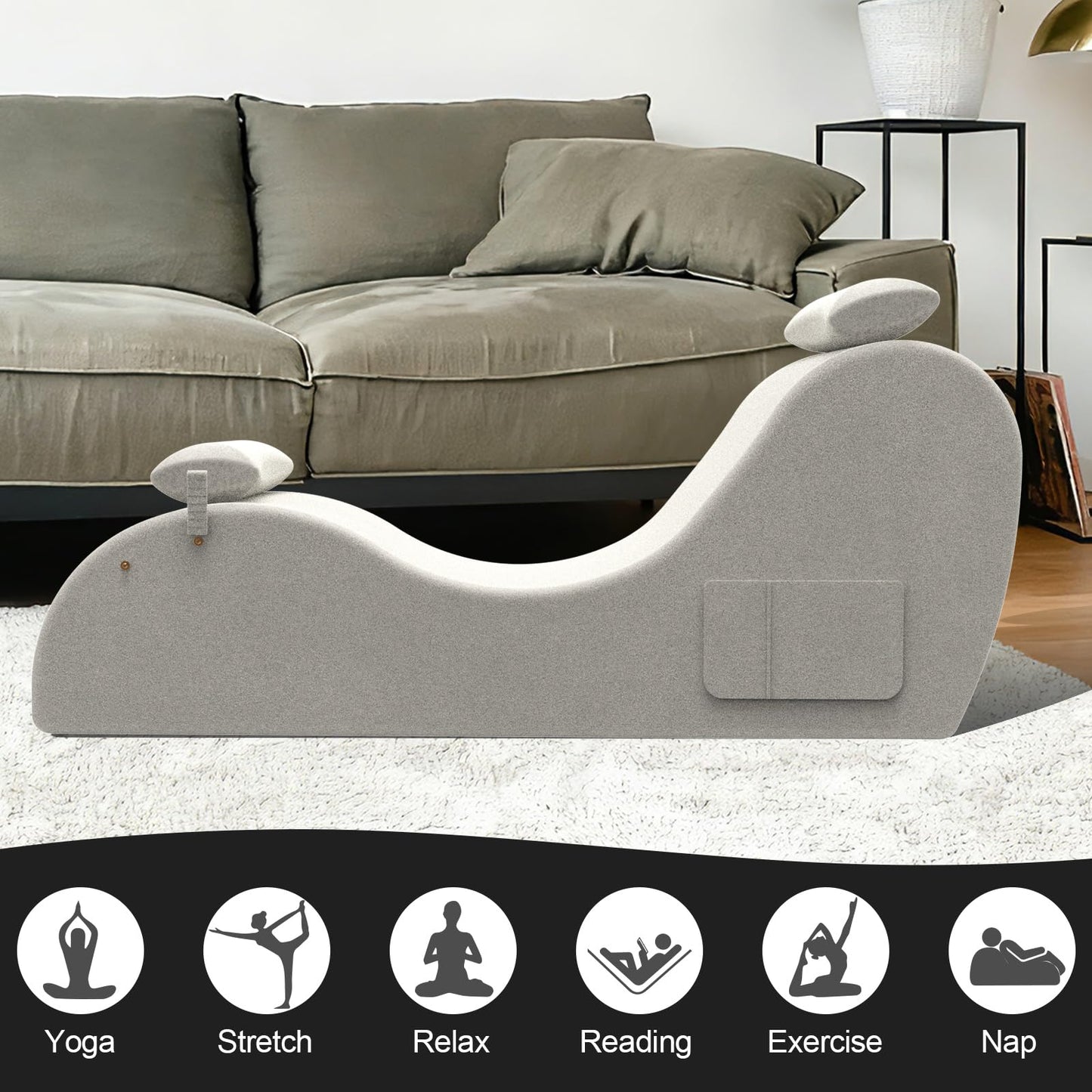 Beige Ergonomic Curved Premium Sex Chaise - Vixen | Nova Network