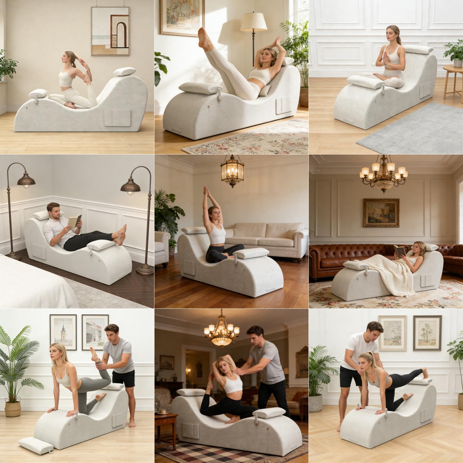 Beige Ergonomic Curved Premium Sex Chaise - Vixen | Nova Network