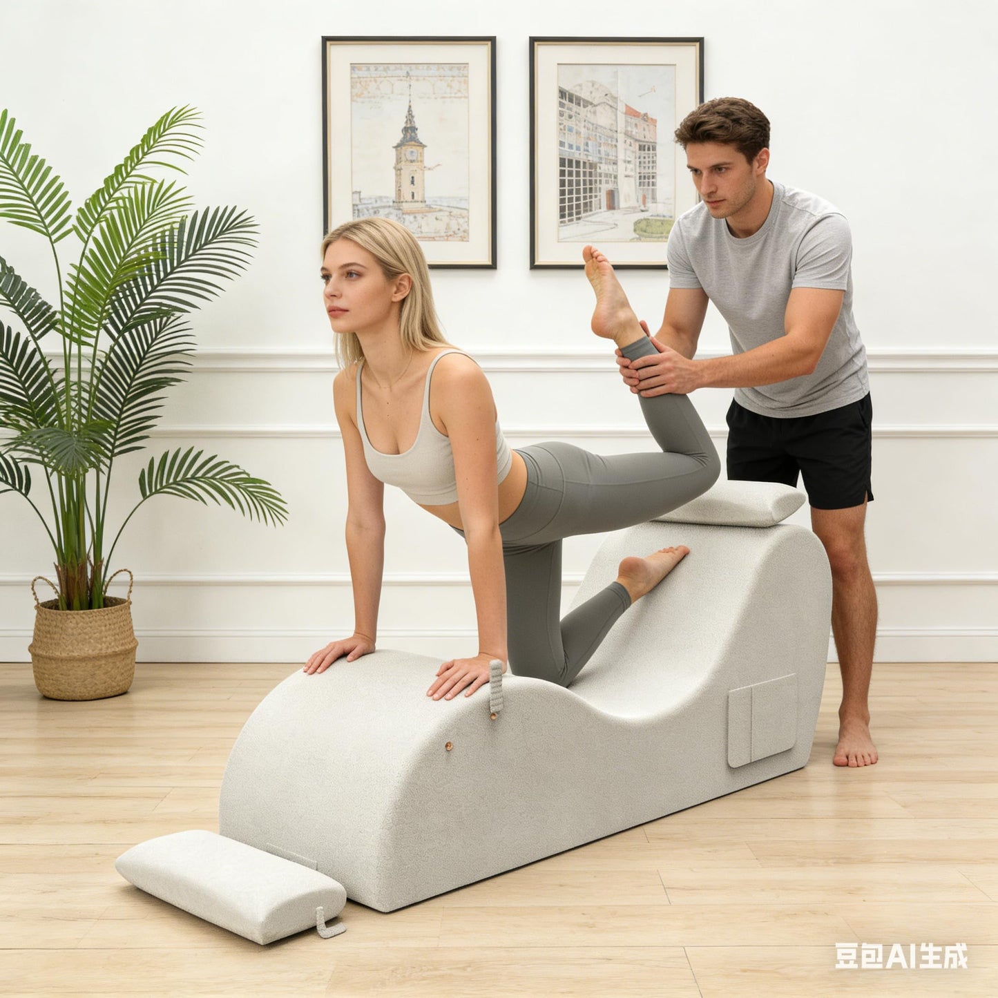 Beige Ergonomic Curved Premium Sex Chaise - Vixen | Nova Network