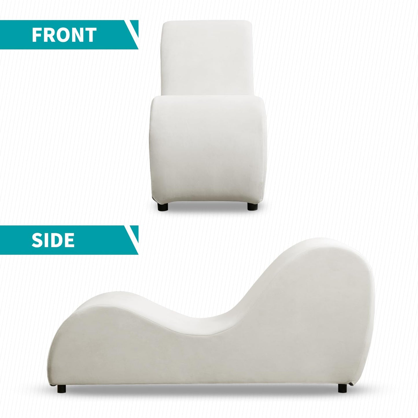 Beige Ergonomic Curved Velvet Pleasure Chaise - Vixen | Nova Network