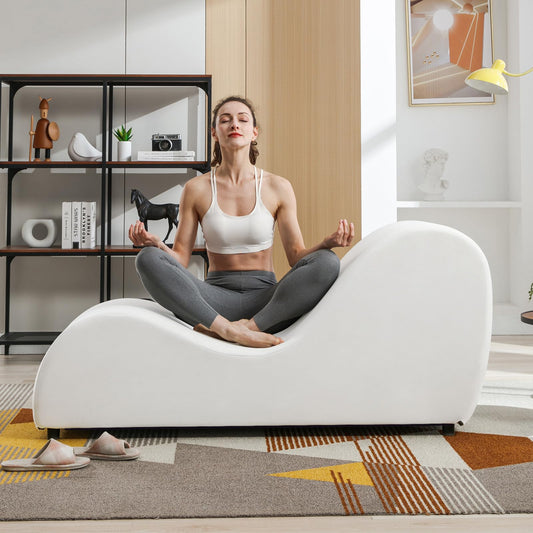 Beige Ergonomic Curved Velvet Pleasure Chaise - Vixen | Nova Network