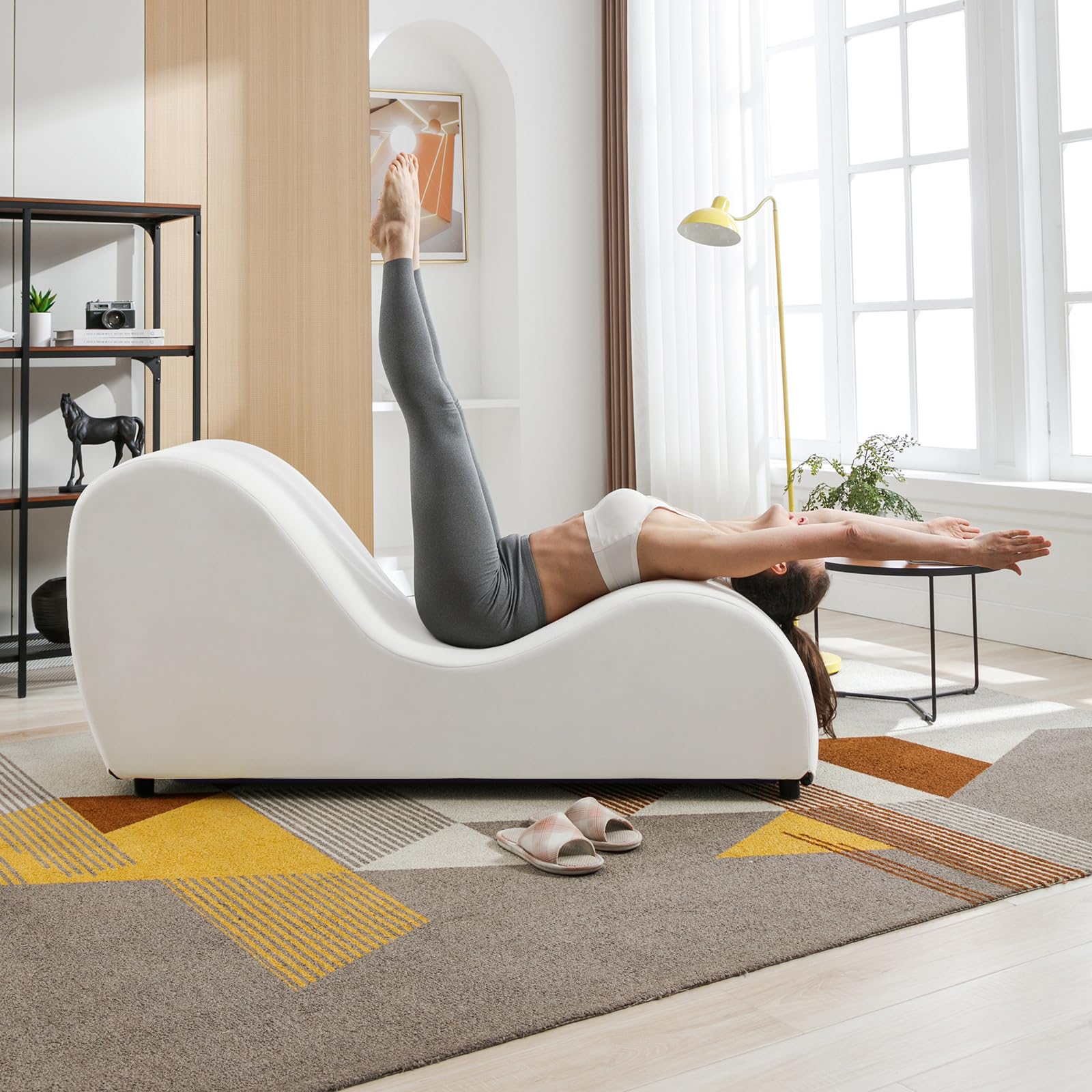 Beige Ergonomic Curved Velvet Pleasure Chaise - Vixen | Nova Network