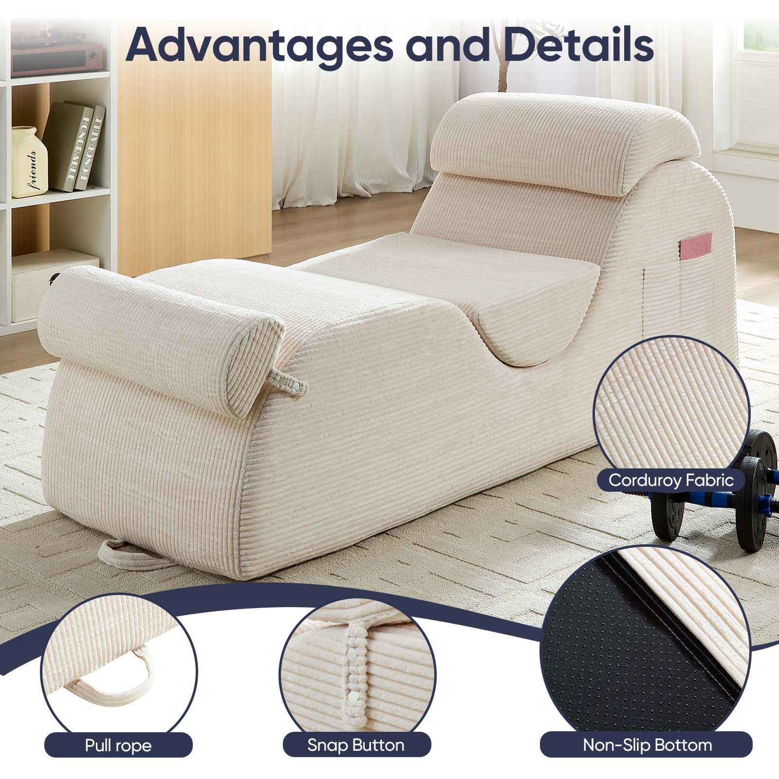 Beige Wide Corduroy Intimate Lounge Chair - Vixen | Nova Network