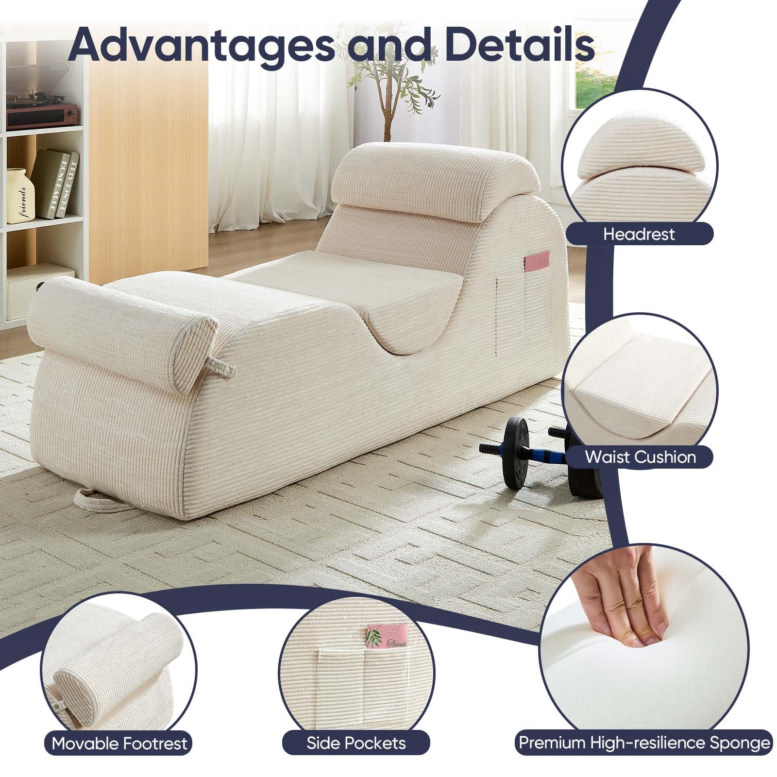 Beige Wide Corduroy Intimate Lounge Chair - Vixen | Nova Network