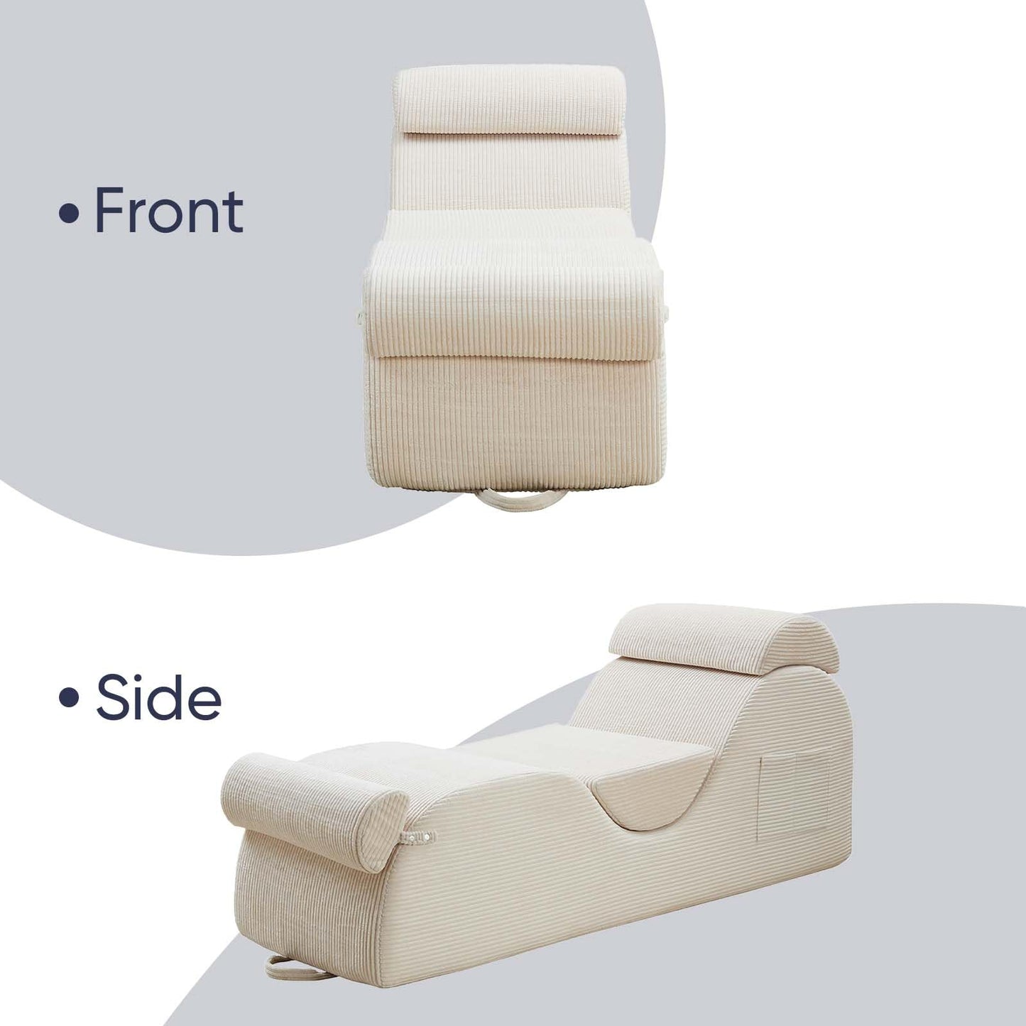 Beige Wide Corduroy Intimate Lounge Chair - Vixen | Nova Network