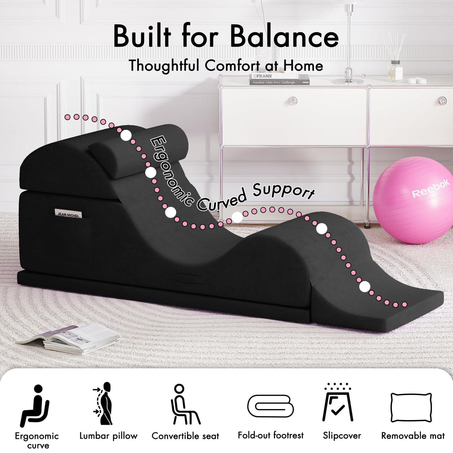 Black Convertible Ergonomic Intimate Lounge Chair - Vixen | Nova Network