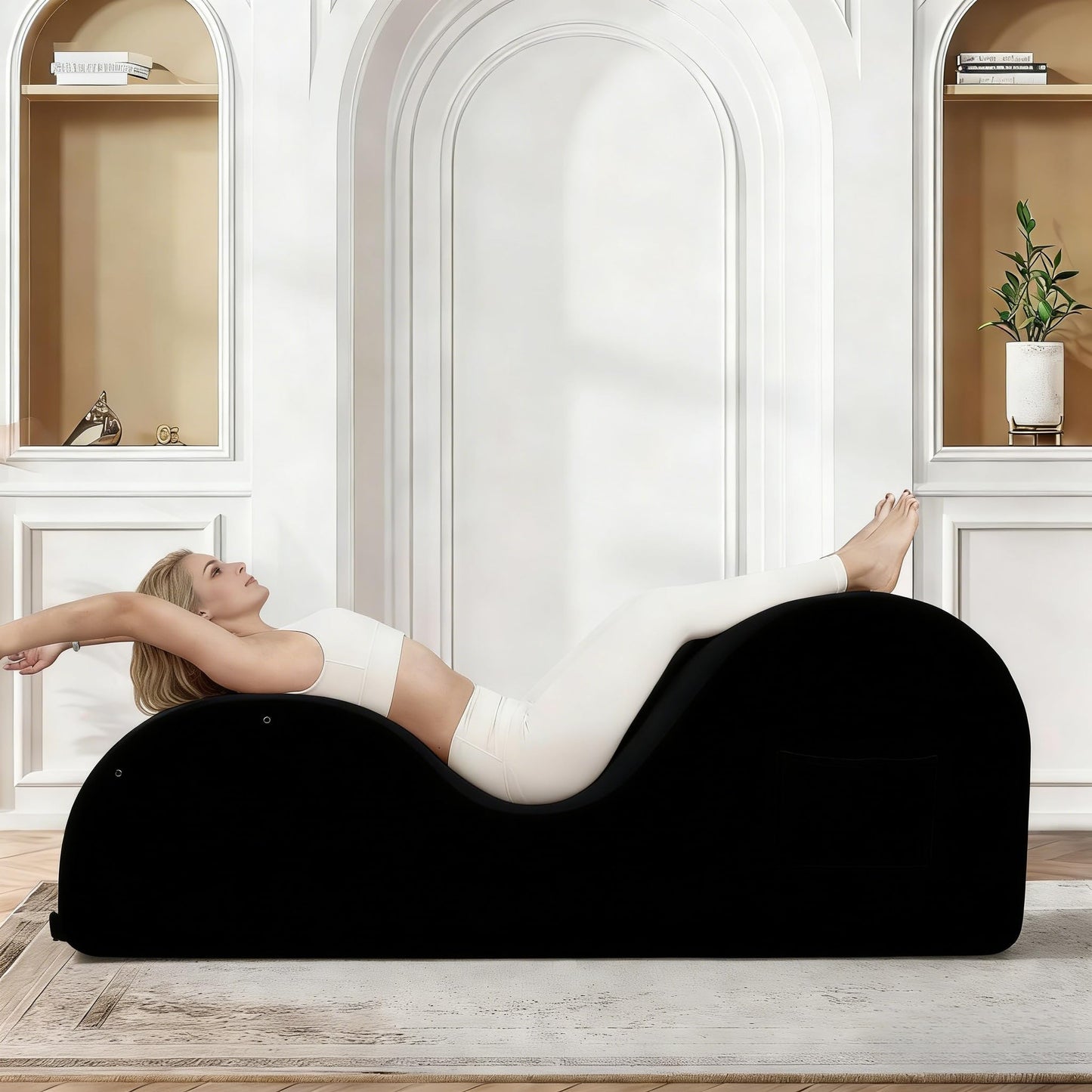 Black Ergonomic Curved Premium Sex Chaise - Vixen | Nova Network