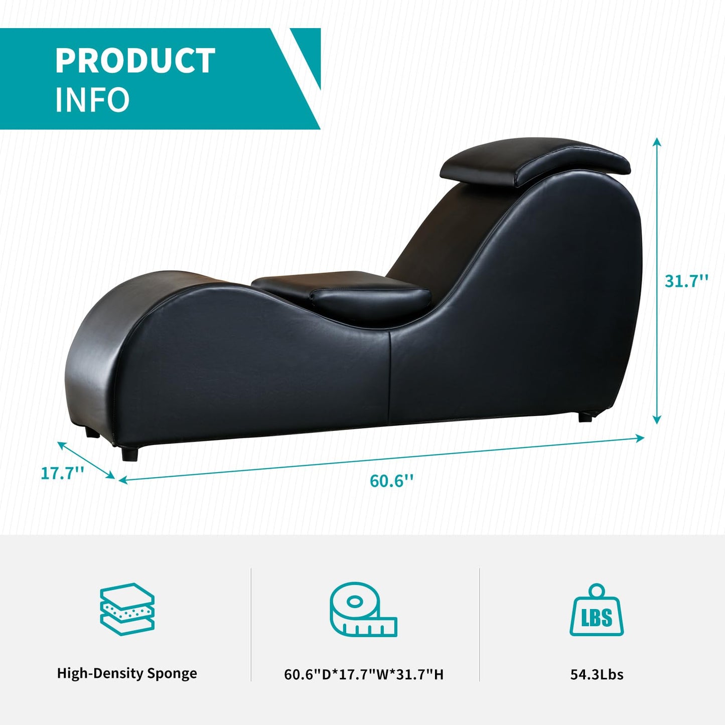 Black Ergonomic Curved Velvet Pleasure Chaise - Vixen | Nova Network