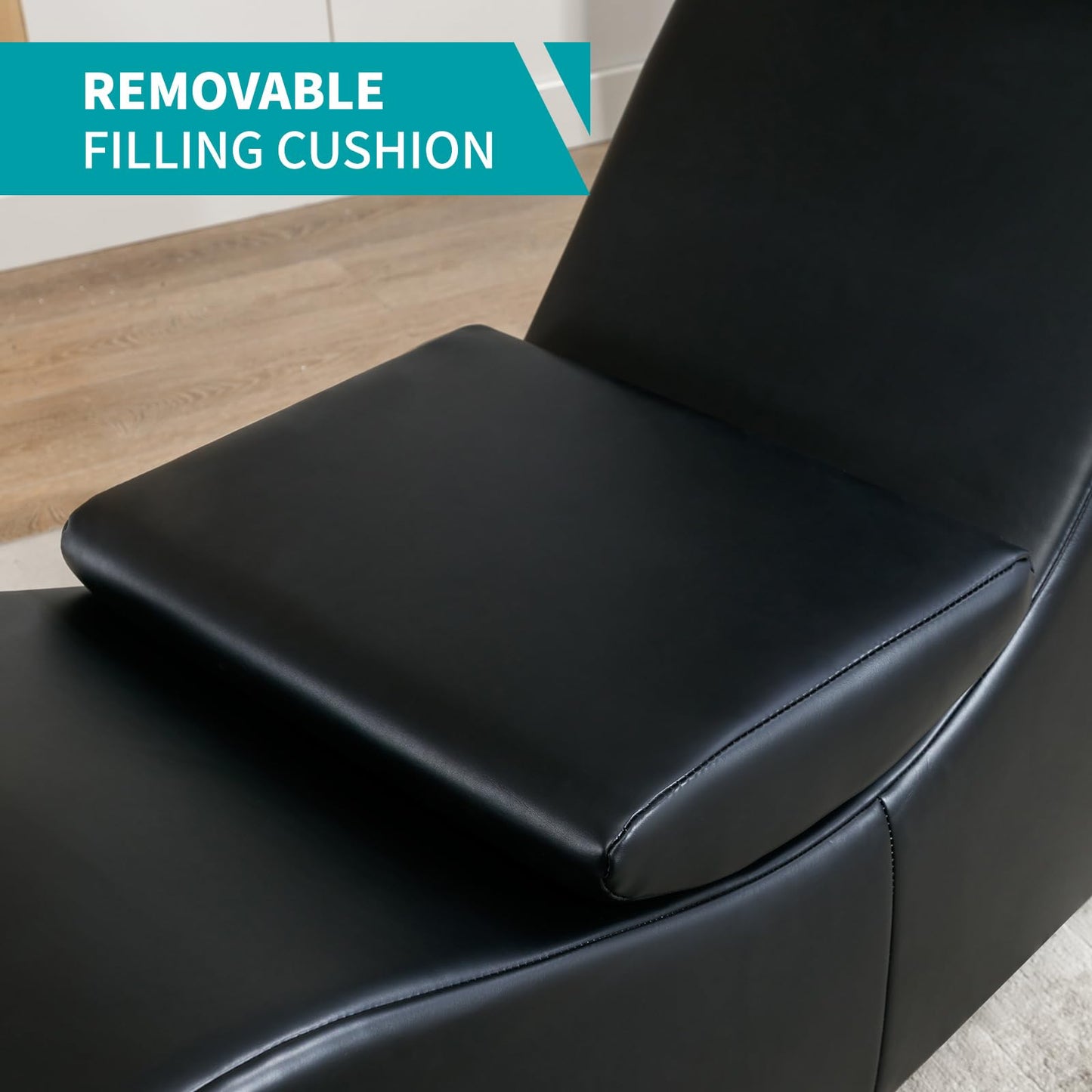 Black Ergonomic Curved Velvet Pleasure Chaise - Vixen | Nova Network