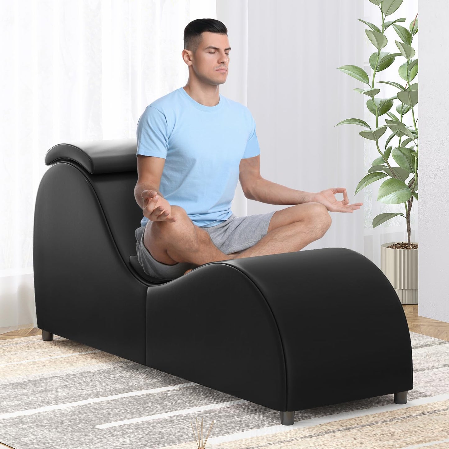 Black Ergonomic Curved Velvet Pleasure Chaise - Vixen | Nova Network