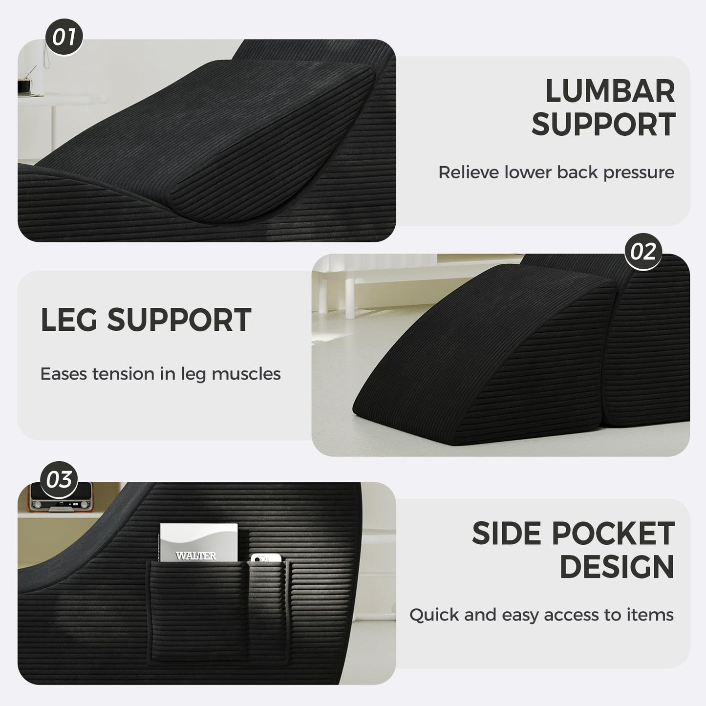 Black Ergonomic Passion Support Chaise - Vixen | Nova Network
