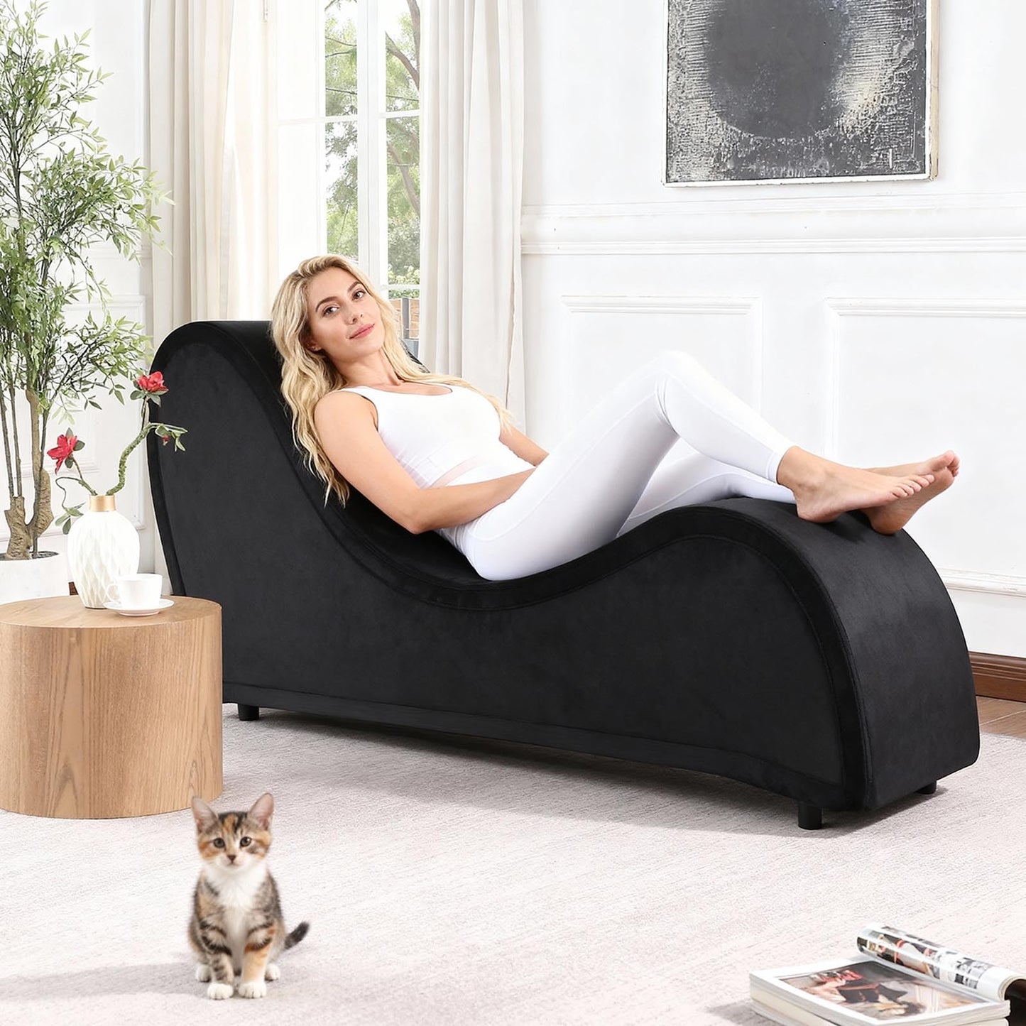 Black Velvet Passion Lounge Chaise - Vixen | Nova Network