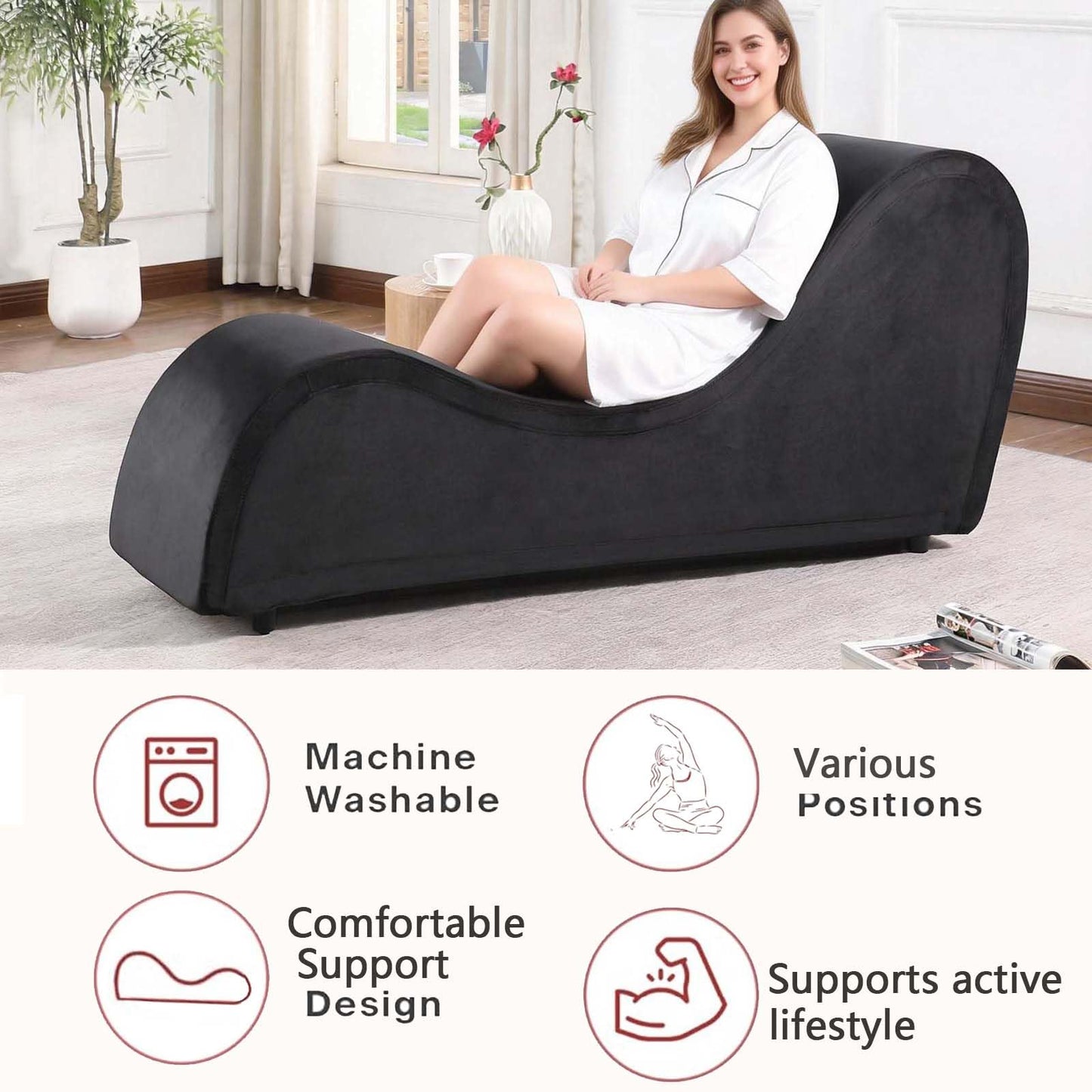 Black Velvet Passion Lounge Chaise - Vixen | Nova Network