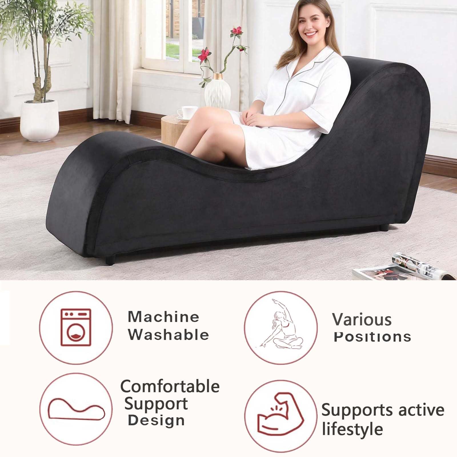 Black Velvet Passion Lounge Chaise - Vixen | Nova Network