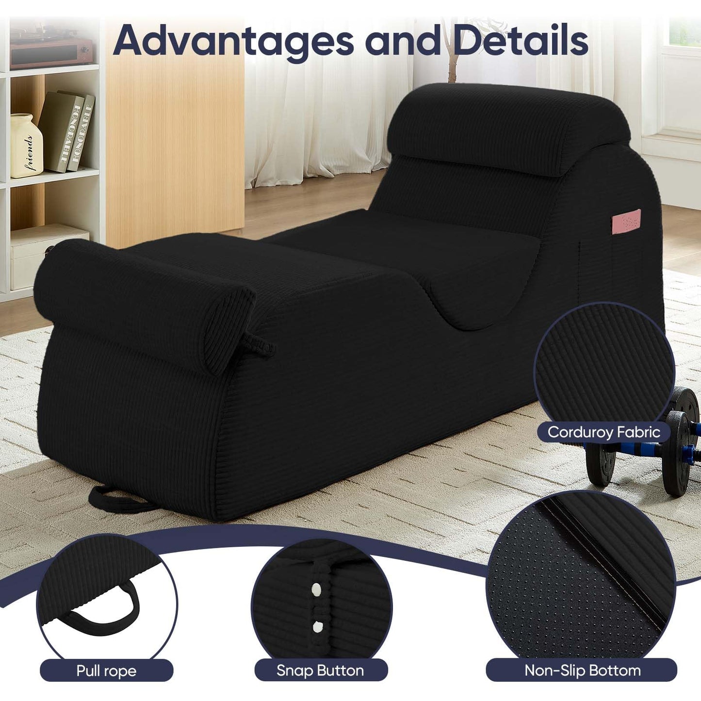 Black Wide Corduroy Intimate Lounge Chair - Vixen | Nova Network