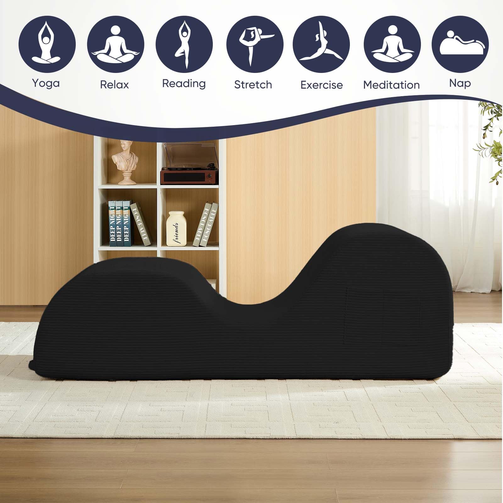 Black Wide Corduroy Intimate Lounge Chair - Vixen | Nova Network