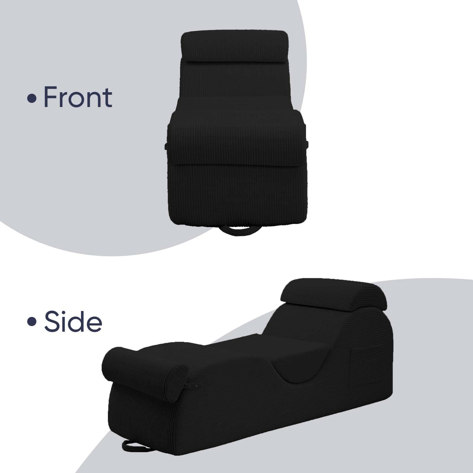 Black Wide Corduroy Intimate Lounge Chair - Vixen | Nova Network