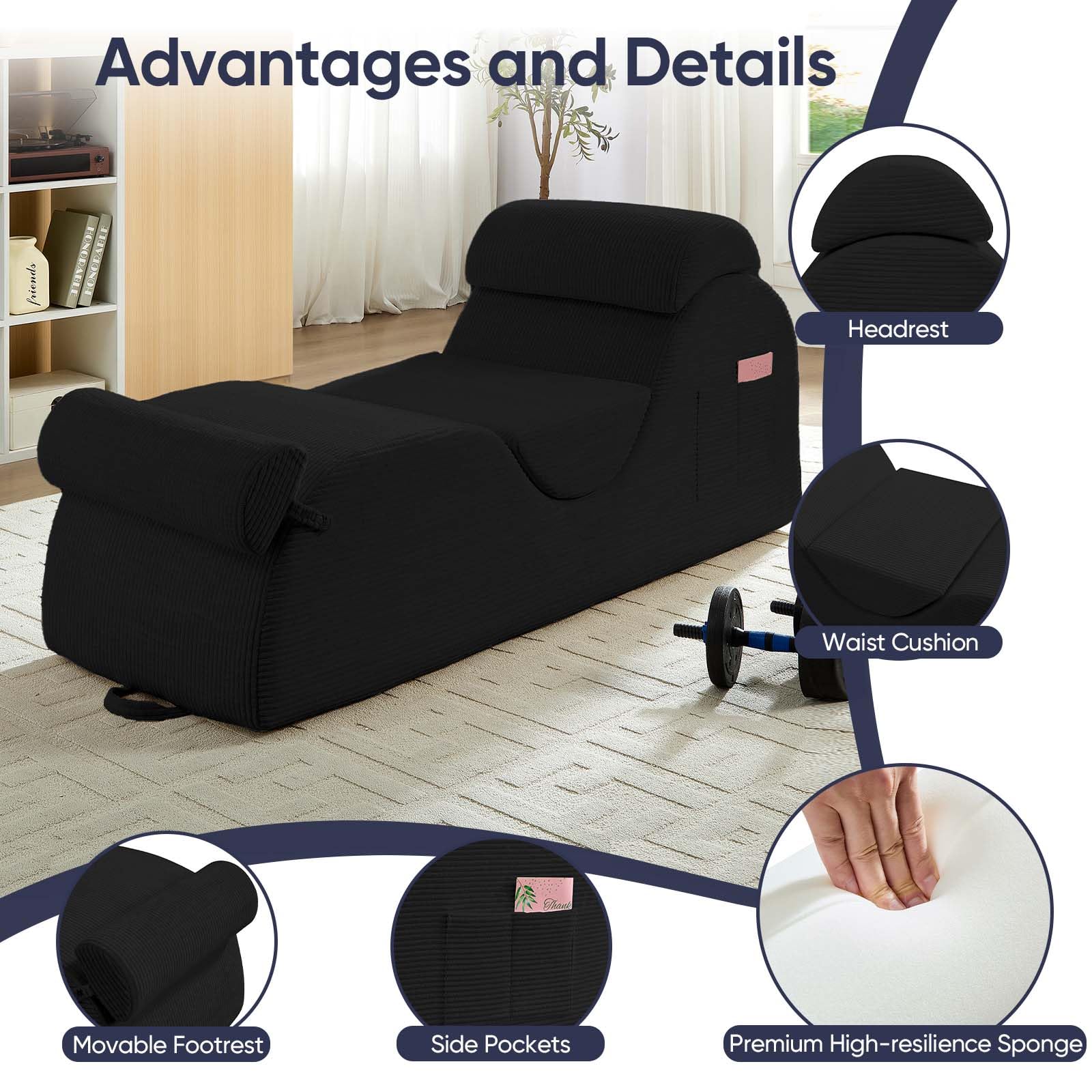 Black Wide Corduroy Intimate Lounge Chair - Vixen | Nova Network