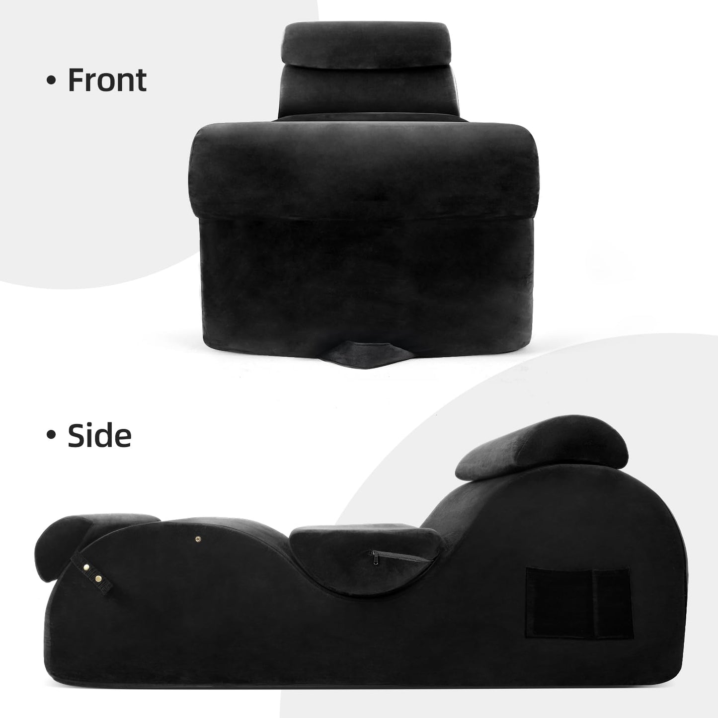 Black XL Ergonomic Curved Premium Sex Chaise - Vixen | Nova Network