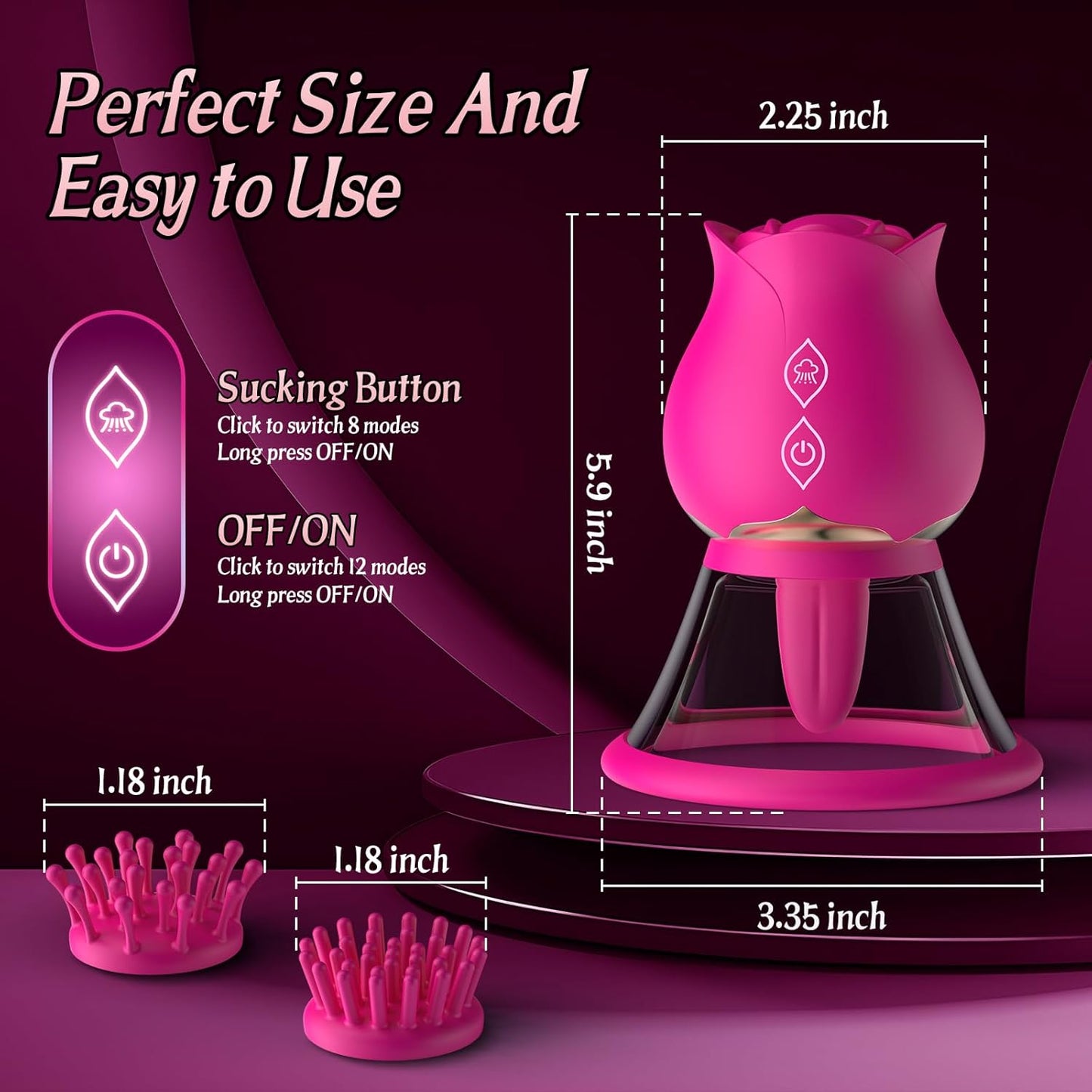 BlissBloom 5 - in - 1 Sucking & Rotating Rose Vibrator - Vixen | Nova Network
