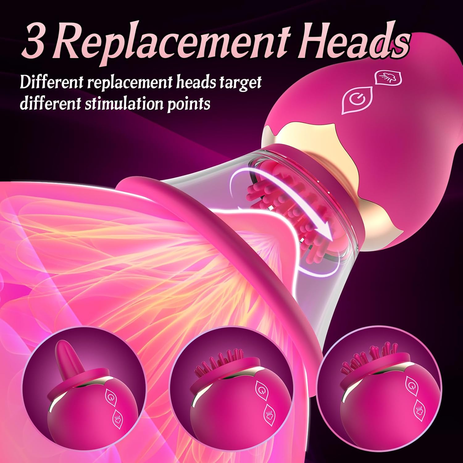 BlissBloom 5 - in - 1 Sucking & Rotating Rose Vibrator - Vixen | Nova Network