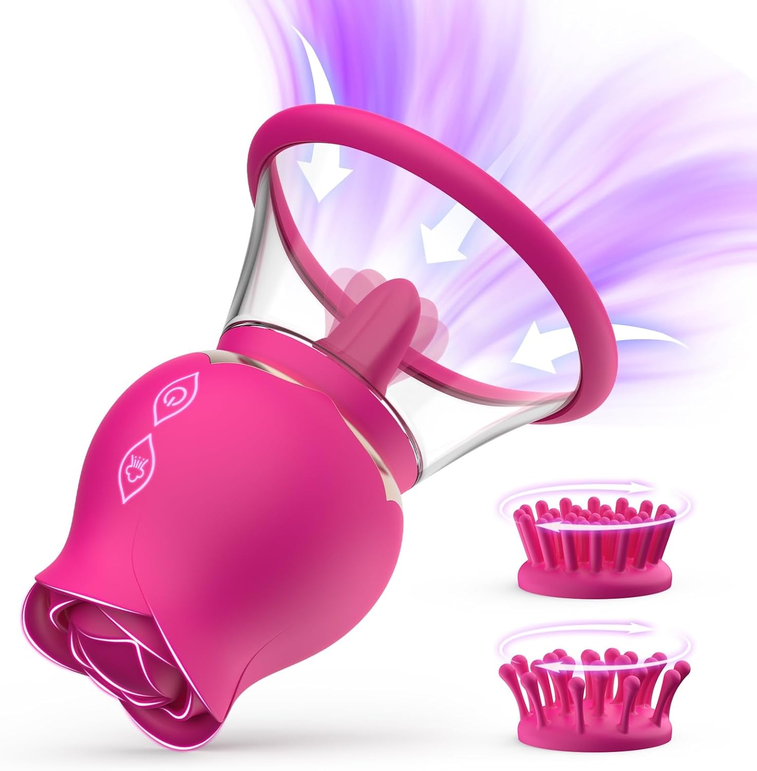 BlissBloom 5 - in - 1 Sucking & Rotating Rose Vibrator - Vixen | Nova Network
