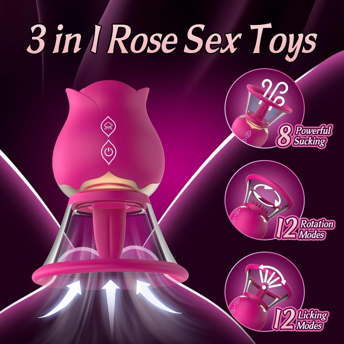 BlissBloom 5 - in - 1 Sucking & Rotating Rose Vibrator - Vixen | Nova Network