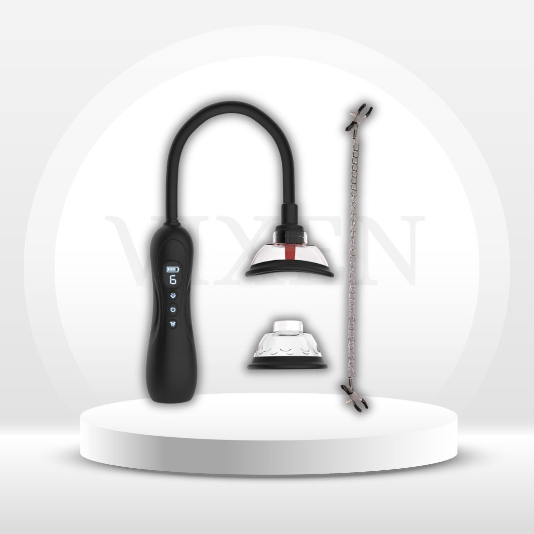 BlissPump Electric Pussy Pump with BDSM Nipple Clamps - Vixen | Nova Network