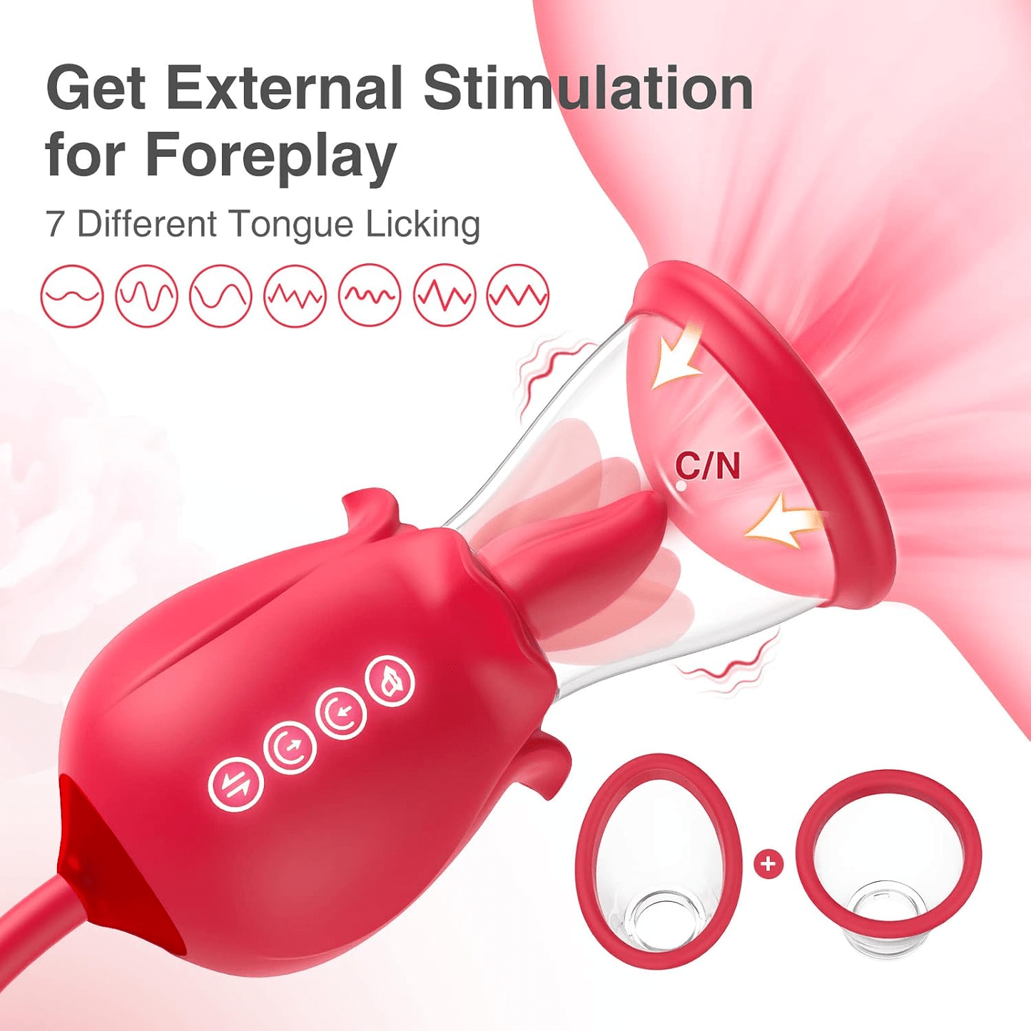 Bloom & Thrust 3-in-1 Rose Vibrator – Tongue Licking, Suction & Thrust - Vixen Adult Playroom