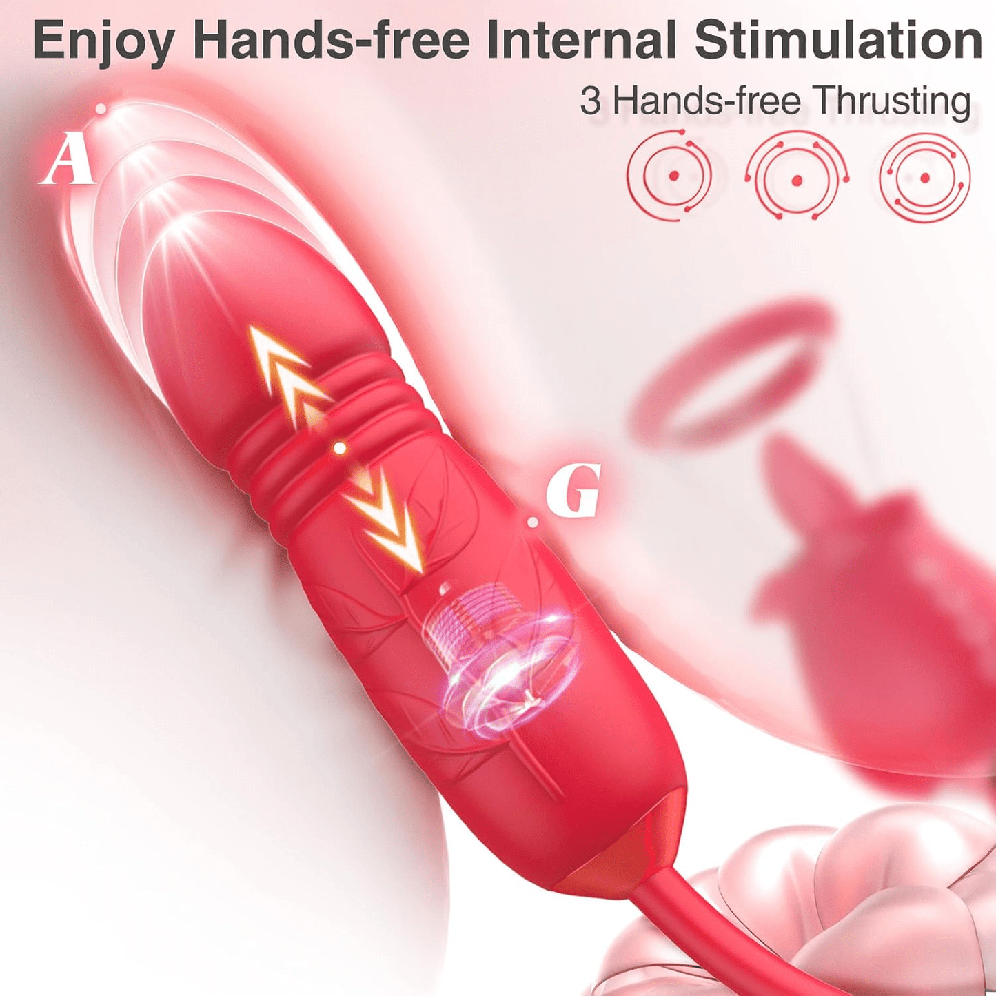 Bloom & Thrust 3-in-1 Rose Vibrator – Tongue Licking, Suction & Thrust - Vixen Adult Playroom