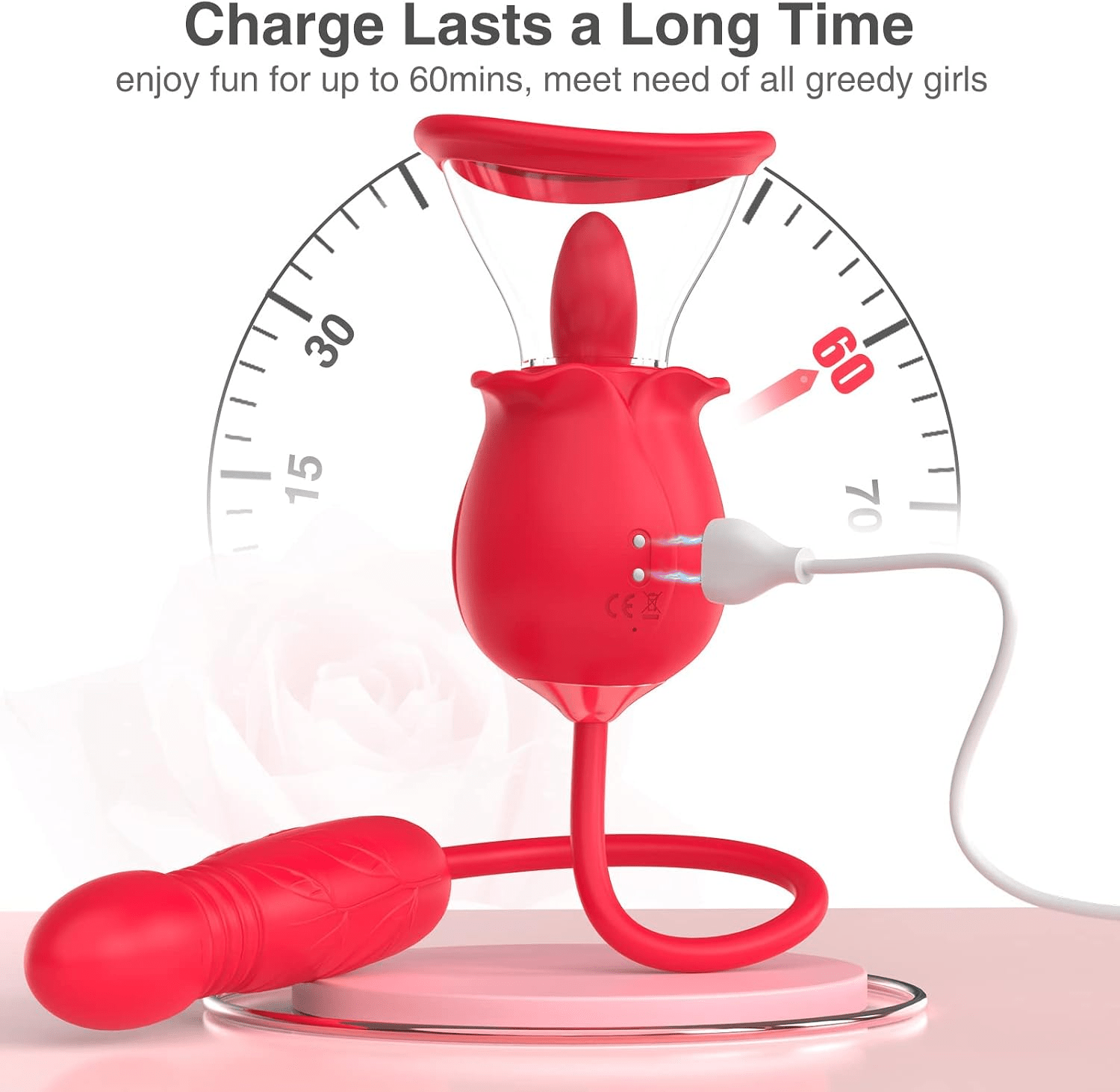 Bloom & Thrust 3-in-1 Rose Vibrator – Tongue Licking, Suction & Thrust - Vixen Adult Playroom
