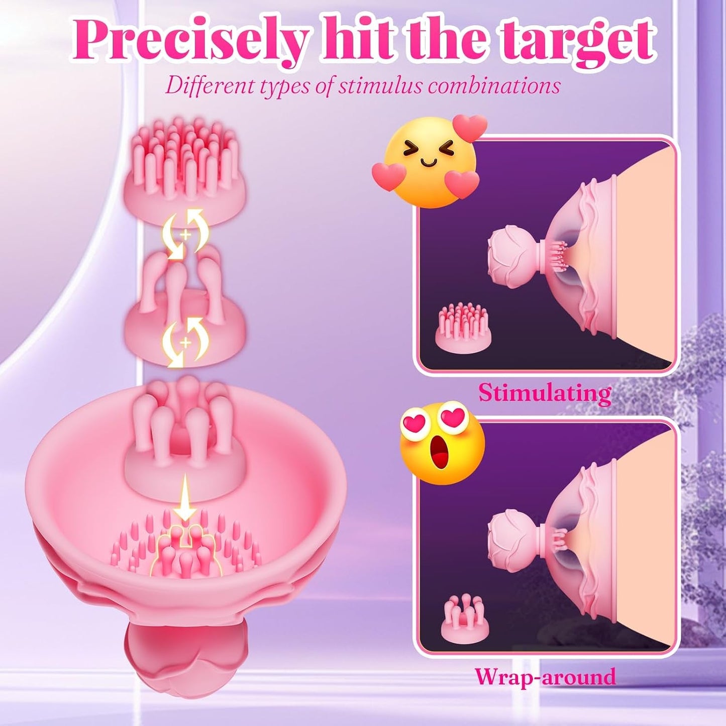 BloomContact 6-in-1 Rose Nipple Sucker Vibrator – 10 Modes - Vixen Adult Playroom