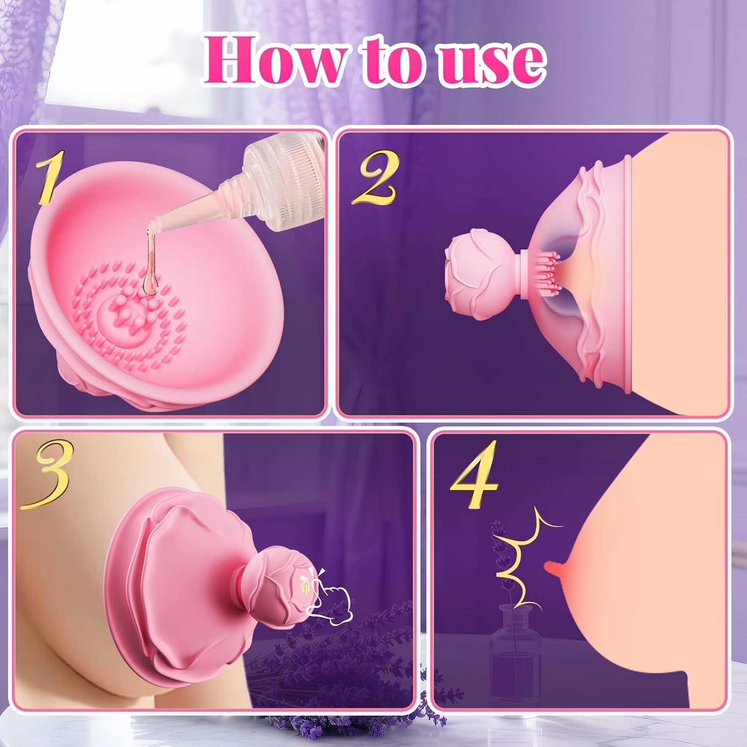 BloomContact 6-in-1 Rose Nipple Sucker Vibrator – 10 Modes - Vixen Adult Playroom