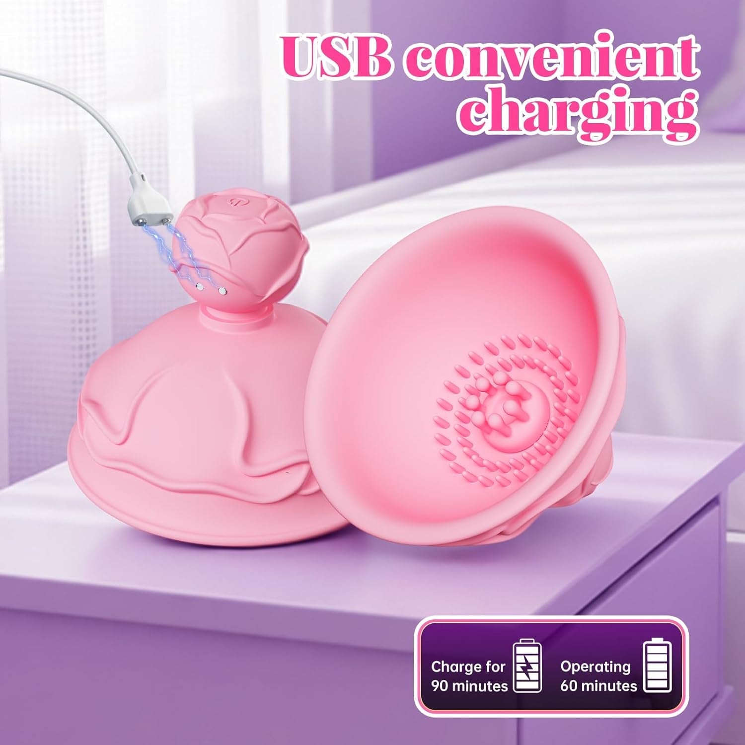BloomContact 6-in-1 Rose Nipple Sucker Vibrator – 10 Modes - Vixen Adult Playroom