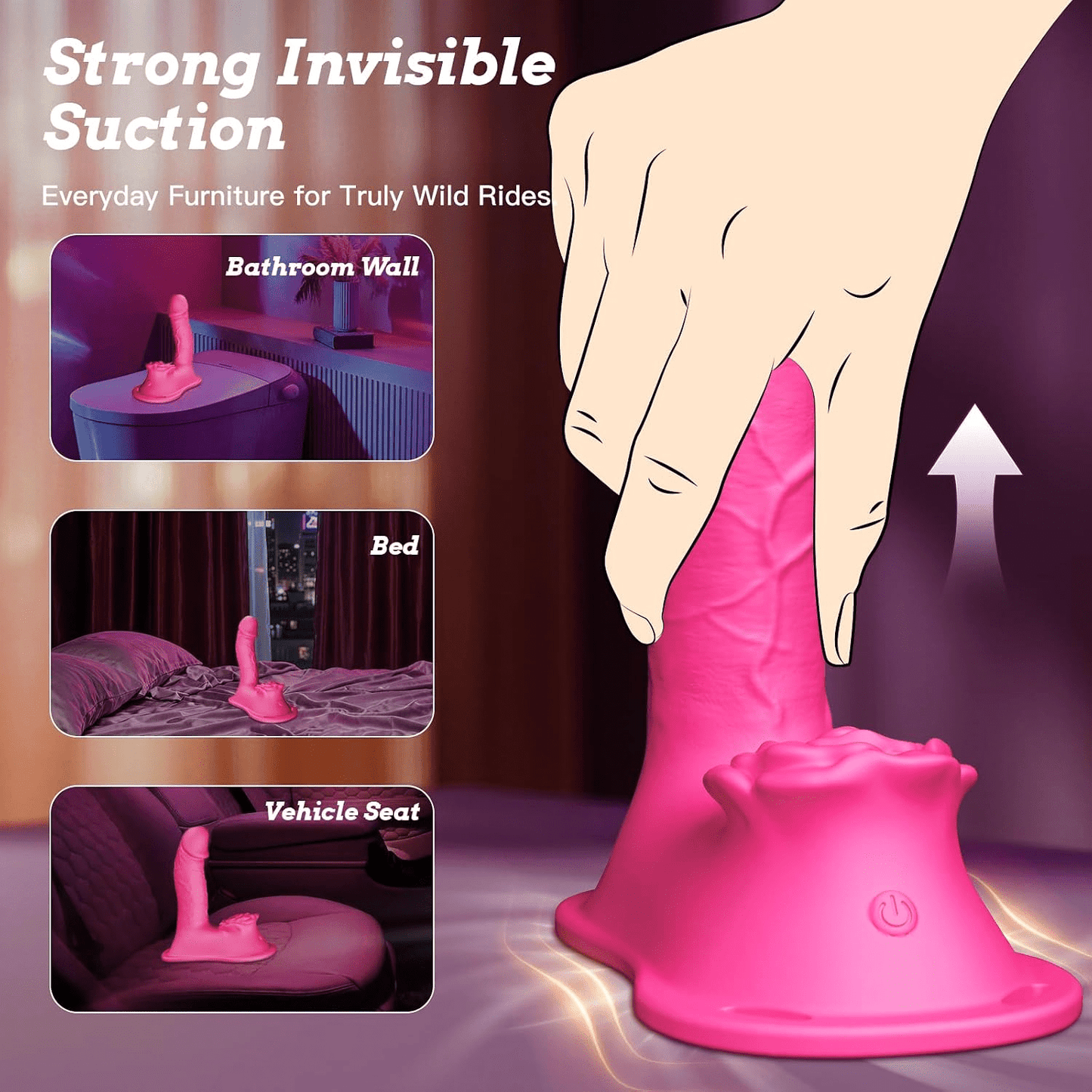 BloomingRide Sit & Ride Thrusting Dildo – App Remote, Rose Clit Vibe - Vixen Adult Playroom