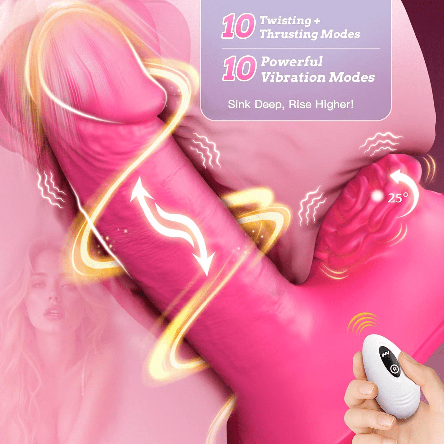 BloomingRide Sit & Ride Thrusting Dildo – App Remote, Rose Clit Vibe - Vixen Adult Playroom