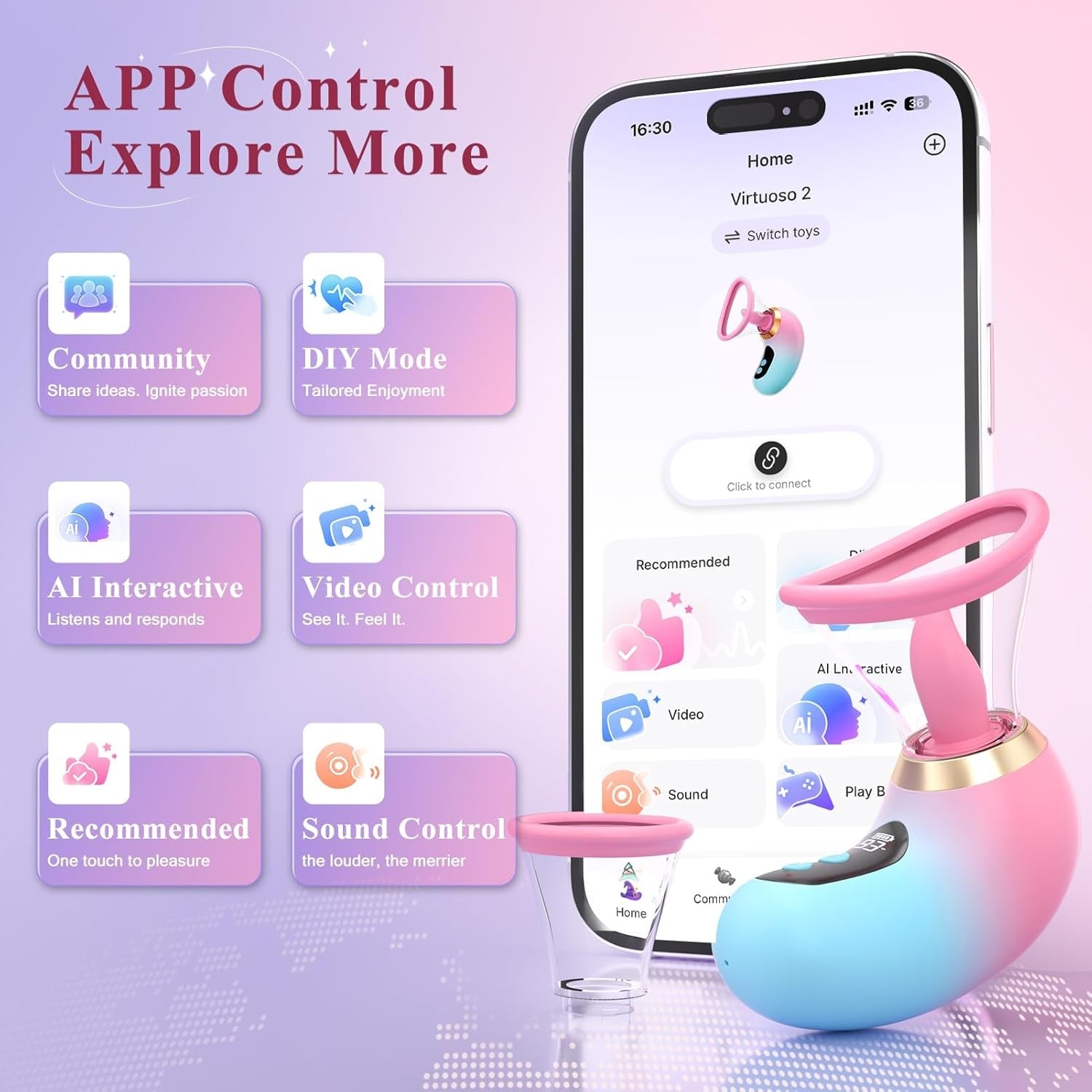 BloomTouch Clit Sucking & Tongue Licking Stimulator - Vixen Adult Playroom