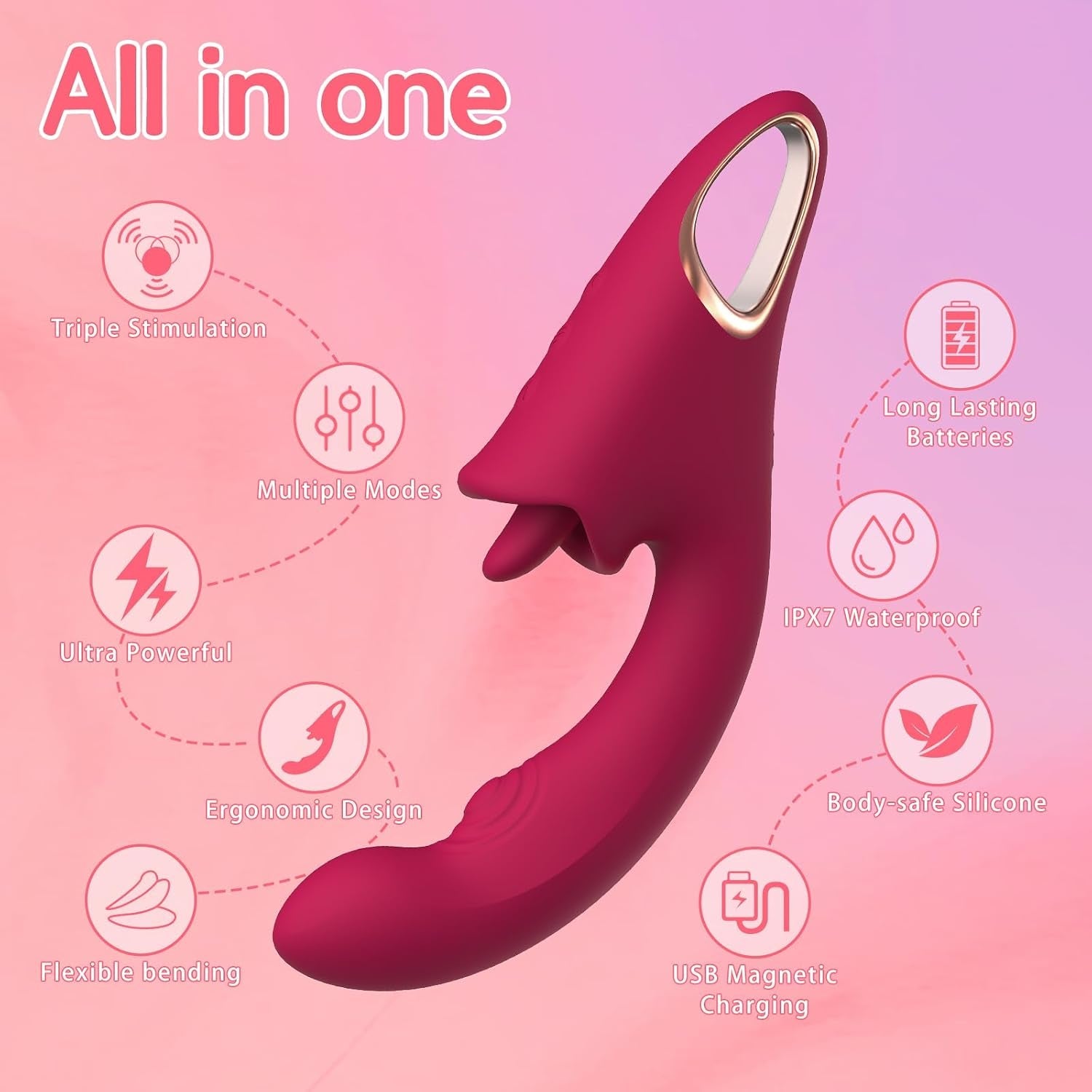 BloomTrio 3-in-1 Rose Vibrator – Licking, Flapping & G-Spot - Vixen Adult Playroom