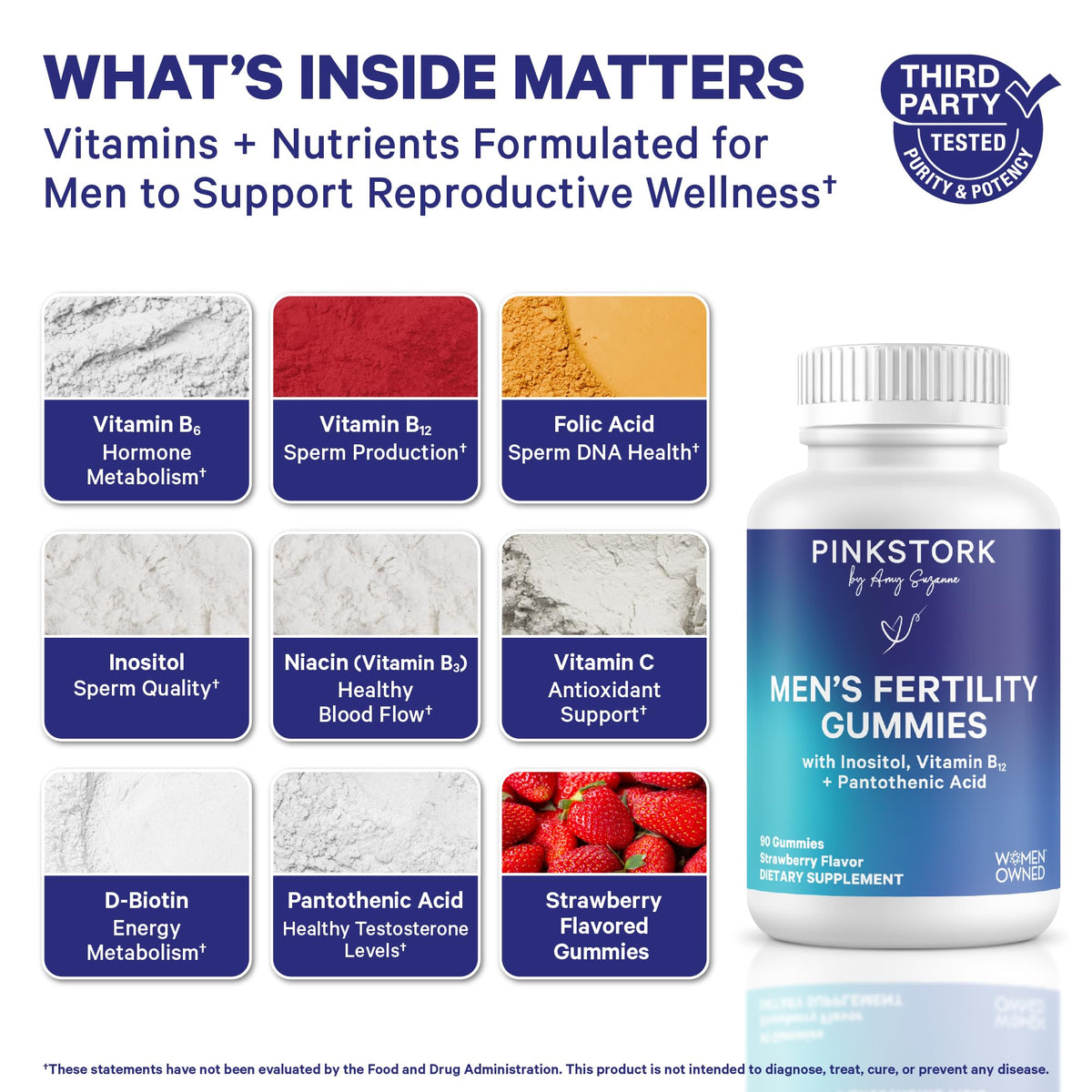 Blue Stork Fertility Supplement Gummies for Men, 90 Count - Vixen Adult Playroom