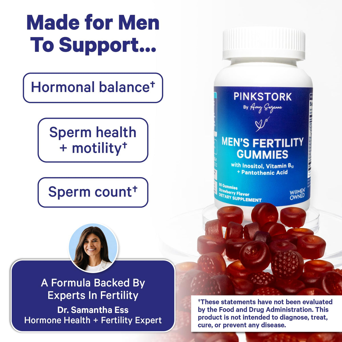 Blue Stork Fertility Supplement Gummies for Men, 90 Count - Vixen Adult Playroom