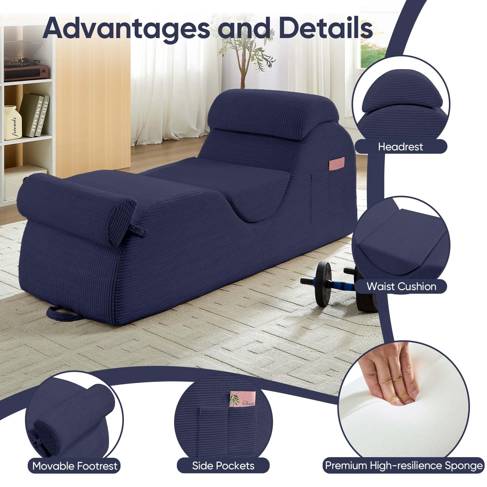 Blue Wide Corduroy Intimate Lounge Chair - Vixen | Nova Network