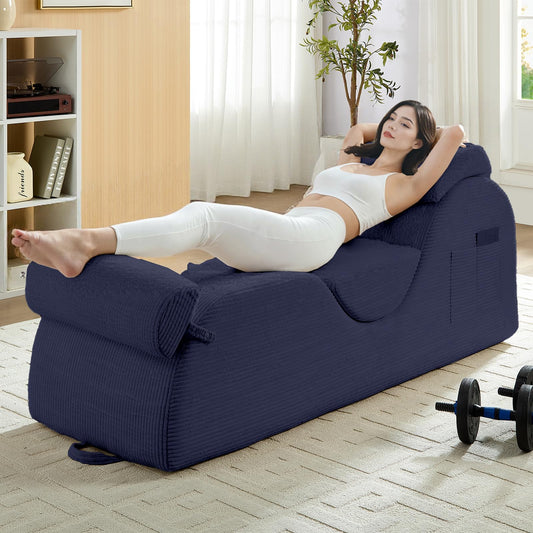 Blue Wide Corduroy Intimate Lounge Chair - Vixen | Nova Network