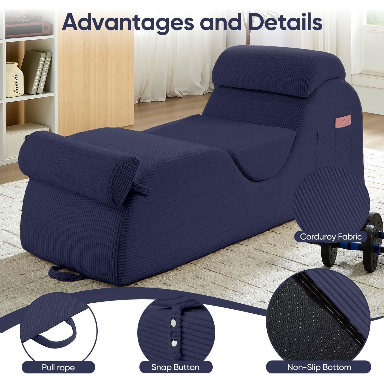 Blue Wide Corduroy Intimate Lounge Chair - Vixen | Nova Network