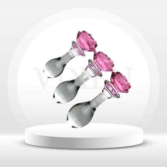 BlushBloom Rose Glass Anal Plug Set - Vixen | Nova Network