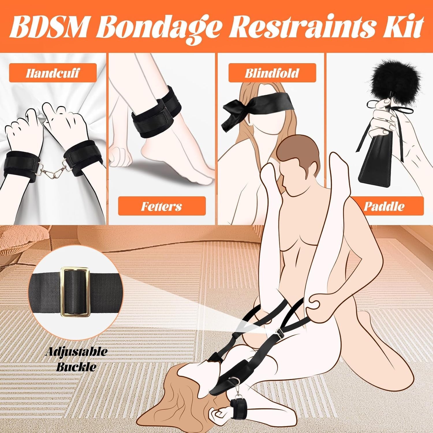 BodyBind BDSM Bondage Kit – Neck-to-Thigh Sling & Cuffs - Vixen Adult Playroom