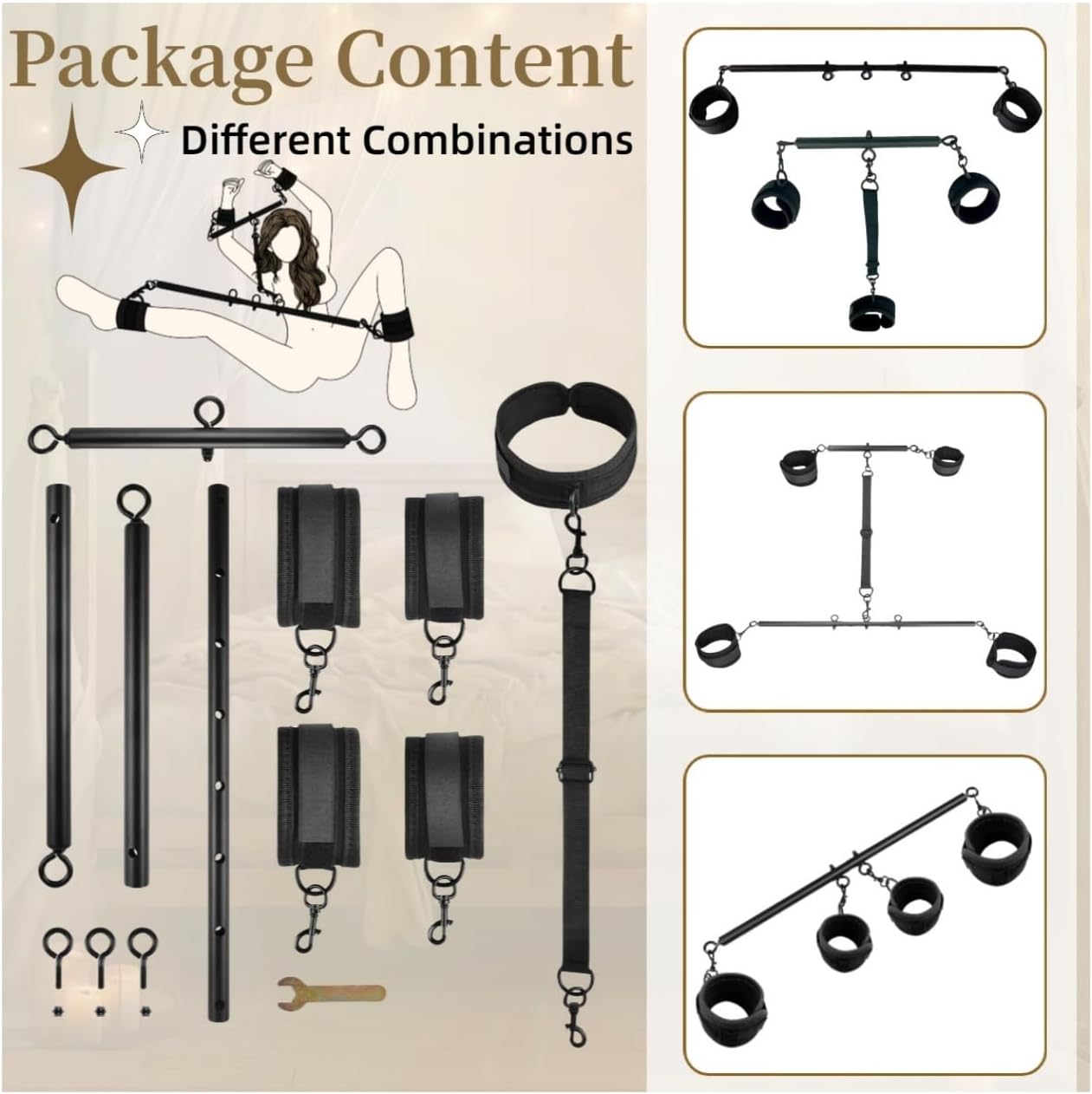 BoundFrame Adjustable BDSM Bar Restraint Kit - Vixen | Nova Network