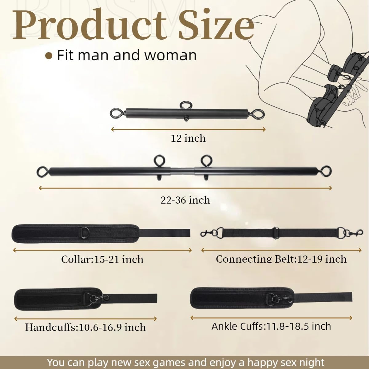 BoundFrame Adjustable BDSM Bar Restraint Kit - Vixen | Nova Network