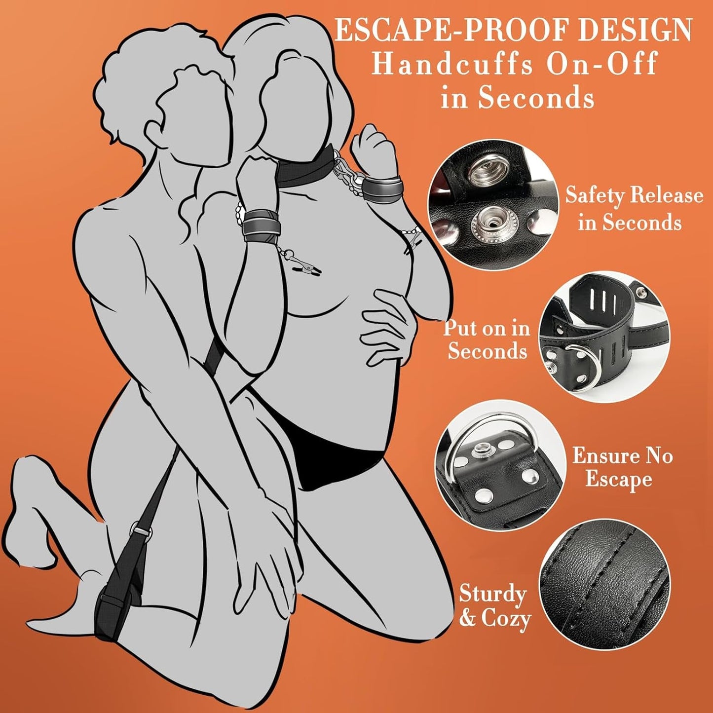 BoundSymphony BDSM Sling Kit – Adjustable Cuffs & Nipple Clamps - Vixen Adult Playroom