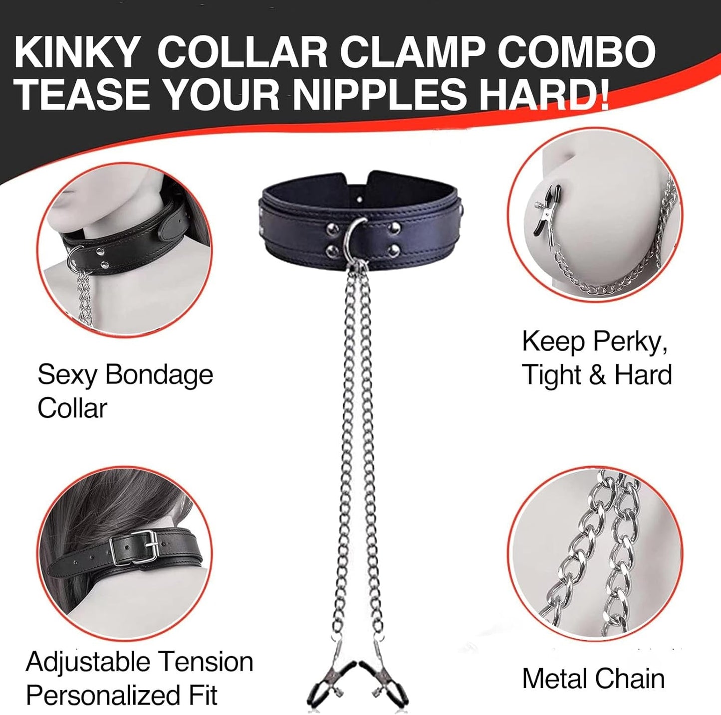BowBelle BDSM Nipple Clamps Collar Set - Vixen | Nova Network
